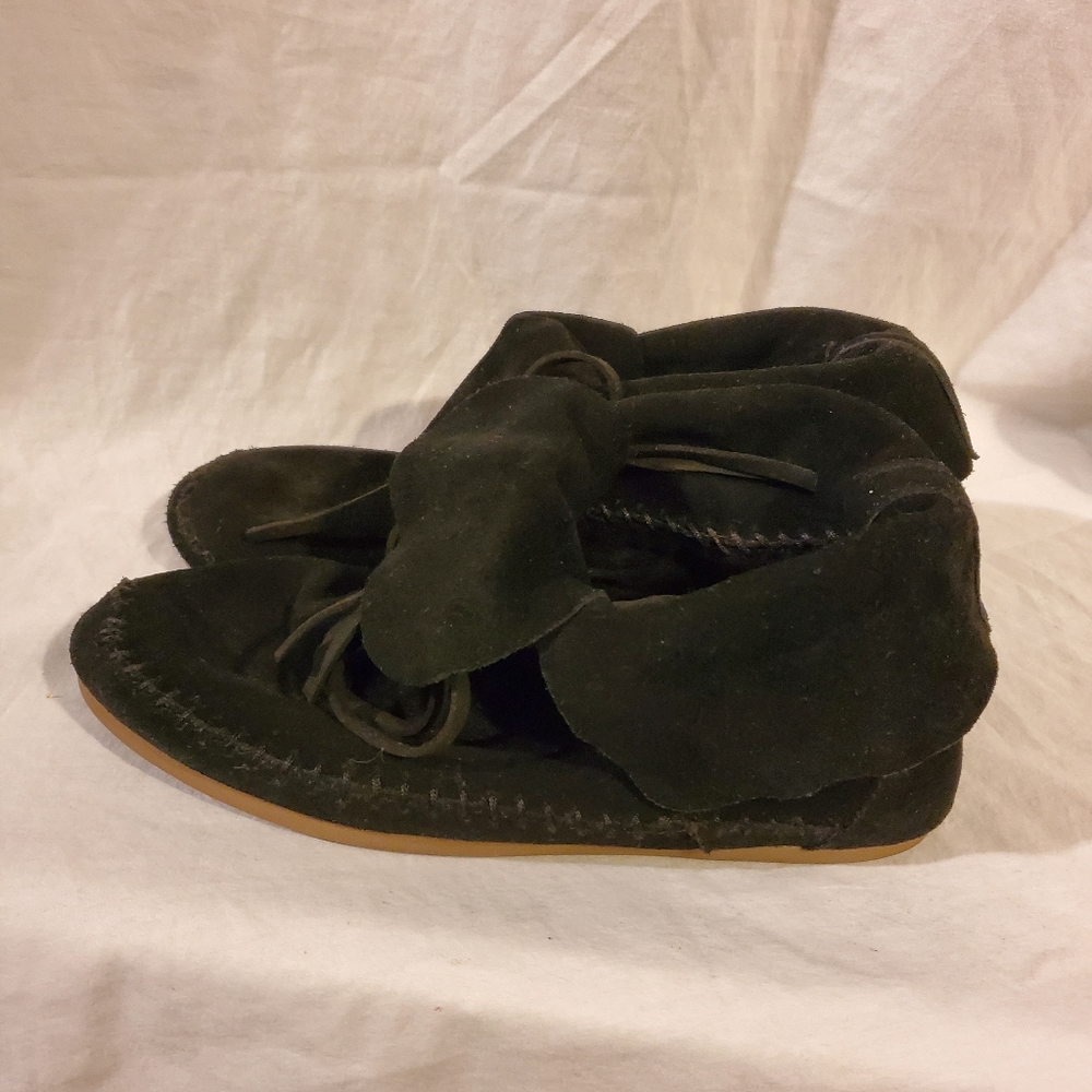 Toms Zahara Black Suede Ankle Boots Moccasins Women's 7